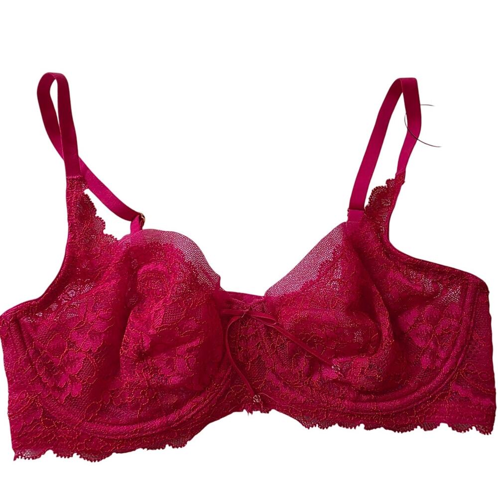 Skarlett Blue Minx Lace Balconette Bra, Bright Poppy, NWT, 32C